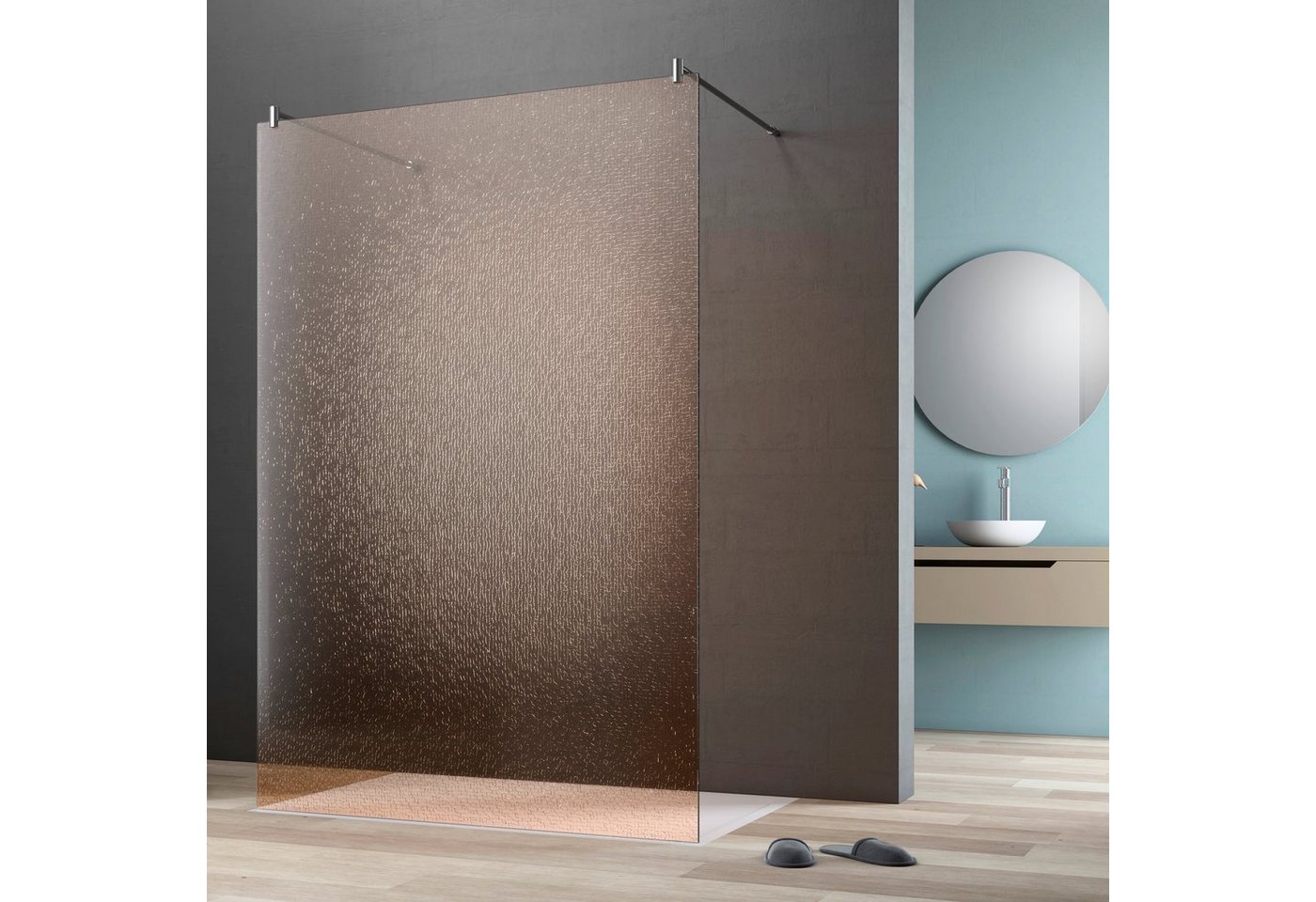 maw by GEO Walk-in-Dusche flex A-W002CBR, Einscheibensicherheitsglas, BxH: 140 x 200 cm, Crash-Glas Bronze von maw by GEO