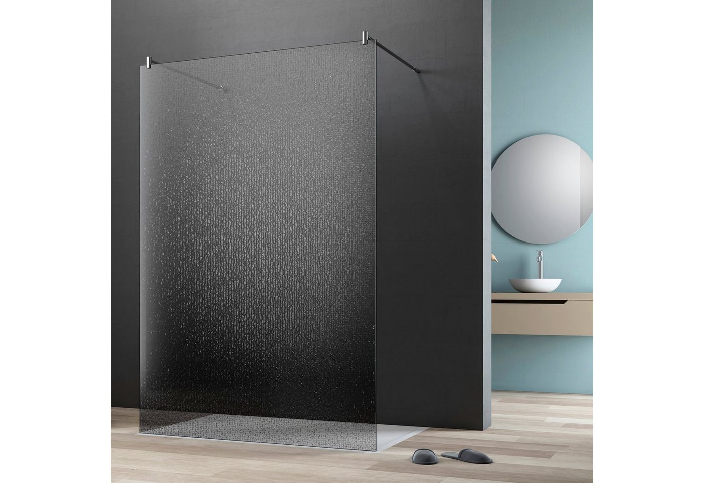 maw by GEO Walk-in-Dusche flex A-W002CEG, Einscheibensicherheitsglas, BxH: 140 x 200 cm, Crash-Glas Edelgrau von maw by GEO