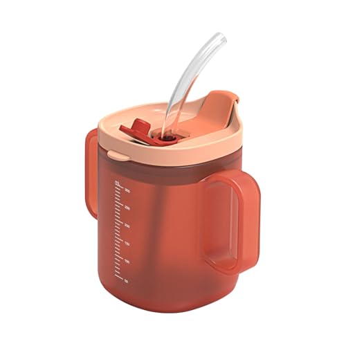 mawma Trinkbecher für ältere Menschen, Wasserbecher für ältere Menschen,300 ml auslaufsicherer Becher mit Griffen - Wasserflasche, Trinkbecher, Trinkbecher mit Deckel und Strohhalm für ältere von mawma