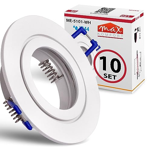 10x Einbaustrahler Bad IP44 mit GU10 Fassung RUND weiß Einbauspot Einbauleuchte Rahmen Rostfrei Deckenspot Strahler Spot 5101 10x Einbaustrahler Bad IP44 mit GU10 Fassung RUND weiß Einbauspot Einbauleuchte Rahmen Rostfrei Deckenspot Strahler Spot 5101 von max K O M F O R T