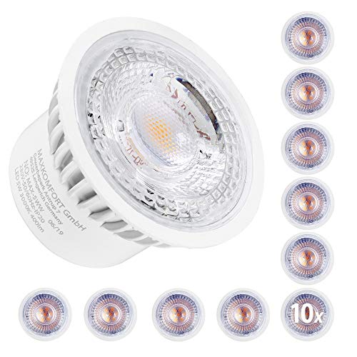 10x LED Modul MAX 230V 5W flach| für Einbaustrahler GU10/MR16 Ersatz | warmweiß, Ø 50mm, Einbauramen Leuchtmittel Direktanschluss 230V von max K O M F O R T