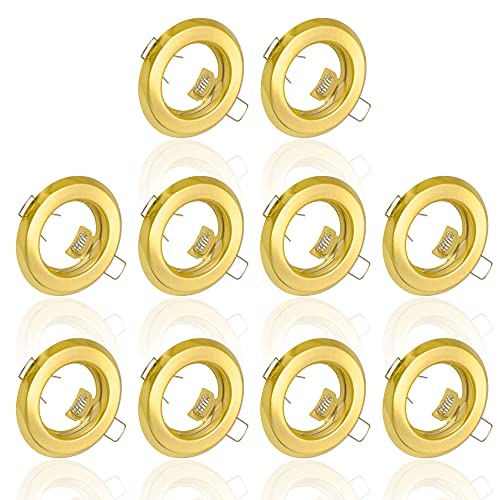 max K O M F O R T 10x Einbaustrahler Set IP20 GU10 rund Gold – Einbauspot 803 Deckenleuchte Einbauleuchte Rahmen Deckenspot Spot ohne Leuchtmittel von max K O M F O R T