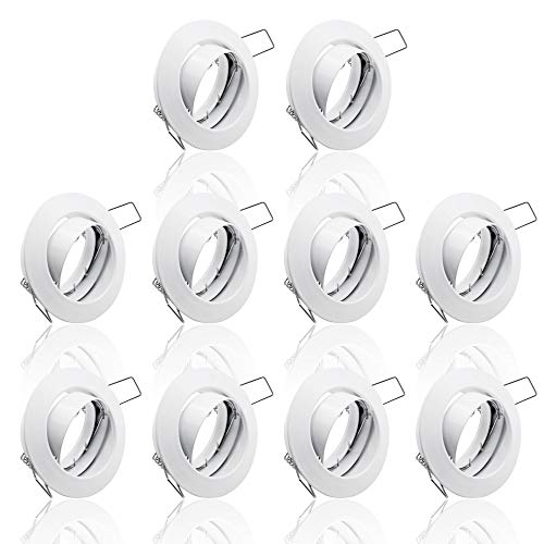 max K O M F O R T 10x SET Einbaustrahler + GU10 für 230V weiß Schwenkbar rund Einbau Spots Decken Strahler Leuchte Spots Deckenleuchte Lampe Einbauleuchte Einbaurahmen 104S-TP WH von max K O M F O R T