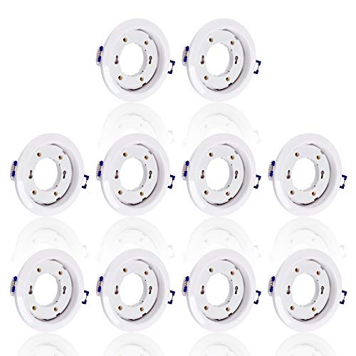 max K O M F O R T 10x SET Einbaustrahler für 230V weiß rund Einbau Spots Decken Strahler Leuchte Spots Deckenleuchte Lampe Einbauleuchte Einbaurahmen GX61 WH von max K O M F O R T