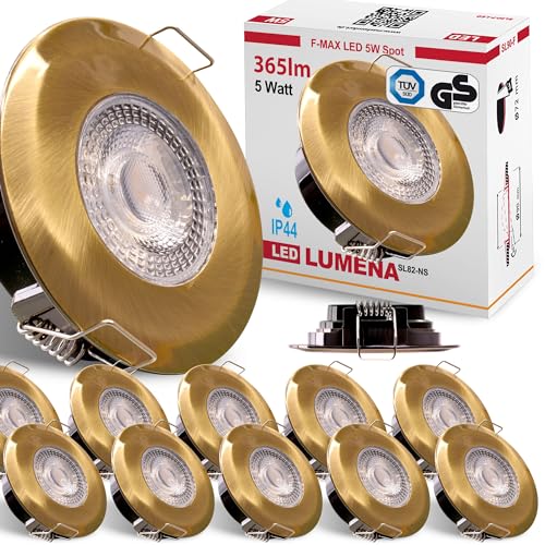 max K O M F O R T 12x LED Bad Einbaustrahler IP44 Ultraflach 5 Watt Bronze 230V Rund warmweiß Deckenstrahler Spot Deckenspot Lumena von max K O M F O R T