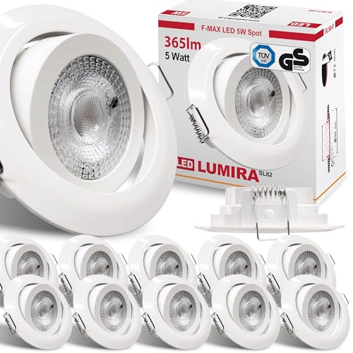 max K O M F O R T 12x LED Einbaustrahler Ultraflach 5 Watt Weiß schwenkbar 230V Rund warmweiß Deckenstrahler Spot Deckenspot „GS-zertifiziert durch TÜV SÜD“ Lumira max K O M F O R T 12x LED Einbaustrahler Ultraflach 5 Watt Weiß schwenkbar 230V Rund warmweiß Deckenstrahler Spot Deckenspot „GS-zertifiziert durch TÜV SÜD“ Lumira von max K O M F O R T