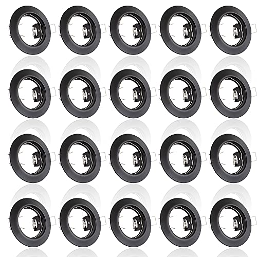 20x Einbaustrahler IP20 mit GU10 Fassung RUND schwarz Einbauspot Einbauleuchte Rahmen Rostfrei Deckenspot Strahler Spot 863A-TP von max K O M F O R T