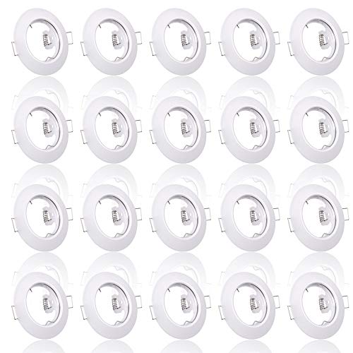 20x Einbaustrahler IP20 mit GU10 Fassung RUND weiß Einbauspot Einbauleuchte Rahmen Rostfrei Deckenspot Strahler Spot 863A-TP 20x Einbaustrahler IP20 mit GU10 Fassung RUND weiß Einbauspot Einbauleuchte Rahmen Rostfrei Deckenspot Strahler Spot 863A-TP von max K O M F O R T