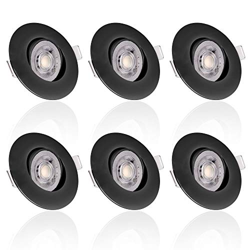 max K O M F O R T 6er Pack LED Einbaustrahler LUXi Spot ultra flach Strahler 5W 3step-dimmbar 230v Einbauleuchten Lampe Deckenspots schwenkbar rund schwarz von max K O M F O R T