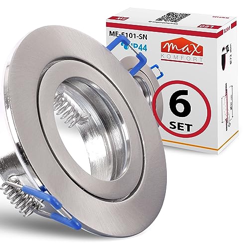 6x Einbaustrahler Bad IP44 mit GU10 Fassung RUND eisen gebürstet Einbauspot Einbauleuchte Rahmen Rostfrei Deckenspot Strahler Spot 5101 6x Einbaustrahler Bad IP44 mit GU10 Fassung RUND eisen gebürstet Einbauspot Einbauleuchte Rahmen Rostfrei Deckenspot Strahler Spot 5101 von max K O M F O R T