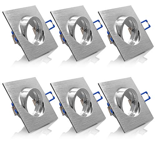 6x Einbaustrahler IP20 mit GU10 Fassung ECKIG alu gebürstet schwenkbar Einbauspot Einbauleuchte Rahmen Rostfrei Deckenspot Strahler Spot 5104 6x Einbaustrahler IP20 mit GU10 Fassung ECKIG alu gebürstet schwenkbar Einbauspot Einbauleuchte Rahmen Rostfrei Deckenspot Strahler Spot 5104 von max K O M F O R T