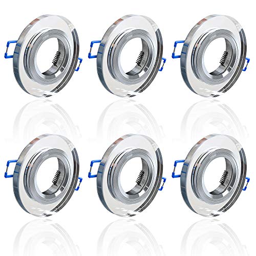 6x MAXKOMFORT Glas Einbaustrahler + GU10 Fassung RUND Einbauspot Einbauleuchte Rahmen Rostfrei Deckenspot Strahler Spot 3107 von max K O M F O R T