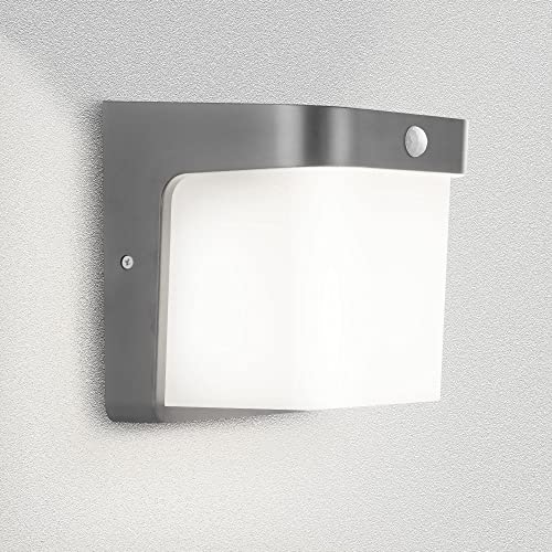 max K O M F O R T Aussenleuchte Aussenwandleuchte mit Bewegungsmelder Graphit Grau E27 Fassung für LED geeignet Wandlampe 1703A1-GR von max K O M F O R T
