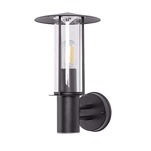 max K O M F O R T Außenwandleuchte Wandlampe Außenleuchte E27 Schwarz IP44 Beleuchtung Garten moderne Wandleuchte aus Aluminium 258A-BK von max K O M F O R T