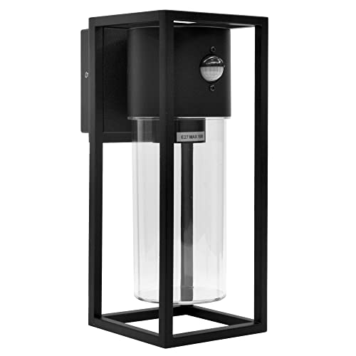 Außenwandleuchte Wandlampe Außenleuchte E27 mit Bewegungsmelder Schwarz IP44 Beleuchtung Garten Sensor moderne Wandleuchte aus Aluminium 1845A1 von max K O M F O R T