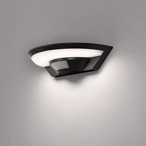 max K O M F O R T LED Außenleuchte mit Bewegungsmelder 10W | IP54 schwarz | Wandlampe Wand-leuchte modern SETA | 4000K neutralweiß | 800lm | 120° Erfassungswinkel von max K O M F O R T