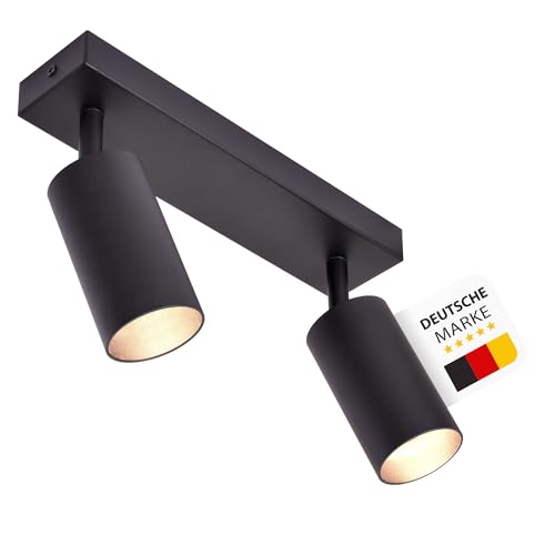 LED Deckenleuchte 866-2 schwarz | 2x schwenkbare Spots mit GU10-Fassung | Aluminium Design | Decken- & Wandleuchte | 230V | IP20 | für Wohn- & Objektbereich von max K O M F O R T
