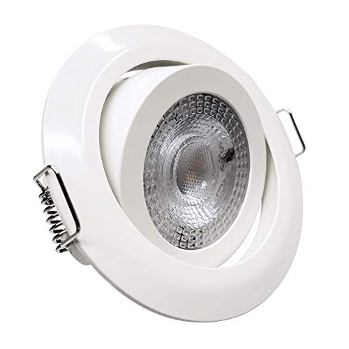 max K O M F O R T LED Einbaustrahler Ultraflach 5 Watt Weiß schwenkbar 230V Rund warmweiß Deckenstrahler Spot Deckenspot Lumira von max K O M F O R T