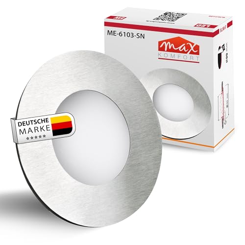 max K O M F O R T LED Treppenbeleuchtung 230V warmweiß 0,5W RUND Treppenleuchte Wand Einbauleuchte Einbaustrahler Treppenlicht Flurleuchte Nachtlicht 6103R von max K O M F O R T