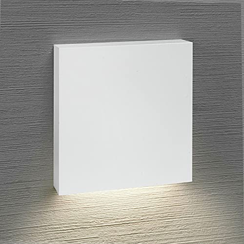 max K O M F O R T LED Treppenbeleuchtung 6190S Weiß 90x90x40 mm 2,5 Watt Stufenlicht Wandleuchte unterputz Treppenbeleuchtung von max K O M F O R T