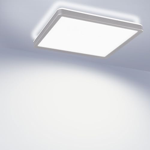 max K O M F O R T LED Deckenlampe LUCKY eckig grau 18W Neutralweiß Lampe 230V Aufputzlampe Deckenleuchte Leuchte von max K O M F O R T