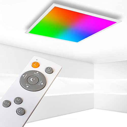 max K O M F O R T LED Panel eckig Flach Decken Leuchte Lampe Aufputz CCT RGB dimmbar mit Fernbedienung 36W weiß von max K O M F O R T