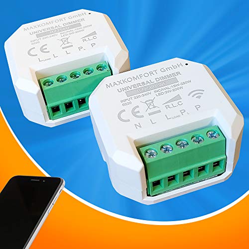 SMART Dimm-Schalter Dimmer Modul unterputz Lichtschalter R,L,C, WIFI universal LED 3-200 Watt | App Alexa und Google Steuerung möglich | LED 3-200W | per Wipptaster schaltbar SMART Dimm-Schalter Dimmer Modul unterputz Lichtschalter R,L,C, WIFI universal LED 3-200 Watt | App Alexa und Google Steuerung möglich | LED 3-200W | per Wipptaster schaltbar von max K O M F O R T