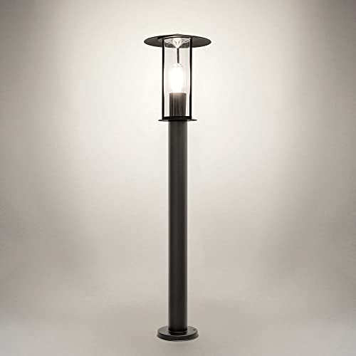 max K O M F O R T Standleuchte Außenleuchte Wegbeleuchtung E27 Schwarz IP44 Außenbeleuchtung Garten moderne 80cm Standlampe aus Aluminium 258-800-BK von max K O M F O R T