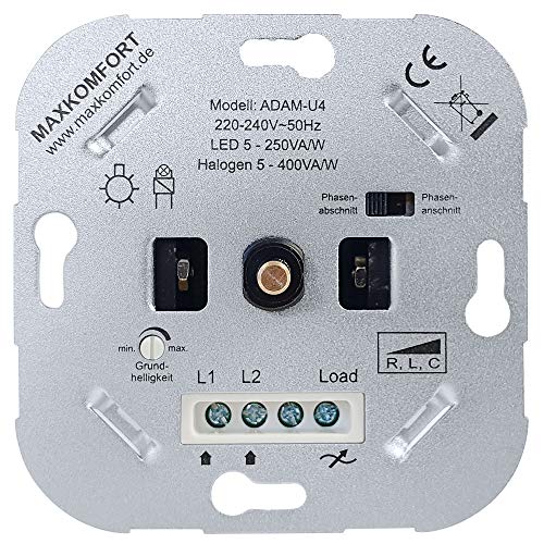 UNIVERSAL Dimmer U4 LED 230V Unterputz R,L,C Dreh-dimmer Einsatz geeignet für LED 5-250W und Halogen 5-400W Druck-Wechselschalter Dimm-schalter UNIVERSAL Dimmer U4 LED 230V Unterputz R,L,C Dreh-dimmer Einsatz geeignet für LED 5-250W und Halogen 5-400W Druck-Wechselschalter Dimm-schalter von max K O M F O R T