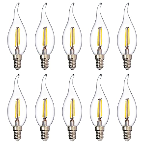 max K O M F O R T - 10x E14 LED Leuchtmittel 4 Watt Kerze Windstoß klar Filament | neutralweiß 4000K | 470 Lumen von max K O M F O R T