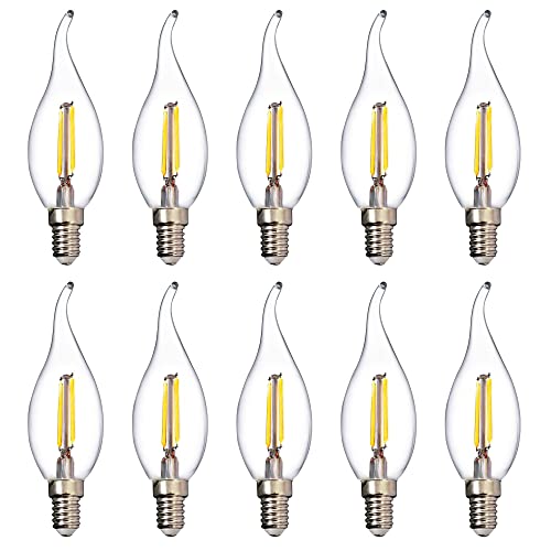 max K O M F O R T - 10x E14 LED Leuchtmittel 4 Watt Kerze Windstoß klar Filament | neutralweiß 4000K | 470 Lumen von max K O M F O R T