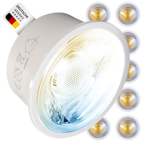 max K O M F O R T 10x LED Modul MR16 Format 7W 520lm – umschaltbar: Warmweiß, Neutralweiß, Kaltweiß – 3CCT Spot Ø50mm – 230V – Flach 26mm – IP20 – Nicht dimmbar von max K O M F O R T