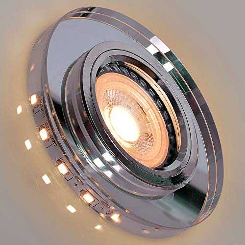 max K O M F O R T 1x Glas Einbaustrahler mit LED Ring + GU10 Fassung RUND Einbauspot Einbauleuchte Rahmen Rostfrei Deckenspot Strahler Spot 4111 von max K O M F O R T