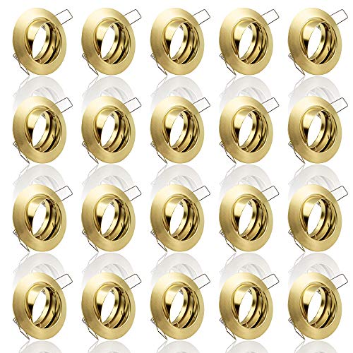 max K O M F O R T 20x SET Einbaustrahler + GU10 für 230V gold Schwenkbar rund Einbau Spots Decken Strahler Leuchte Spots Deckenleuchte Lampe Einbauleuchte Einbaurahmen 104S-TP GD von max K O M F O R T