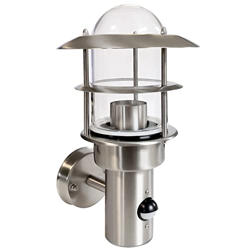 max K O M F O R T Außenwandleuchte IP44 mit Bewegungsmelder & E27-Fassung – Wandlampe Edelstahl Glas für Eingangsbereich, Terrasse & Haus 251B1 max K O M F O R T Außenwandleuchte IP44 mit Bewegungsmelder & E27-Fassung – Wandlampe Edelstahl Glas für Eingangsbereich, Terrasse & Haus 251B1 von max K O M F O R T