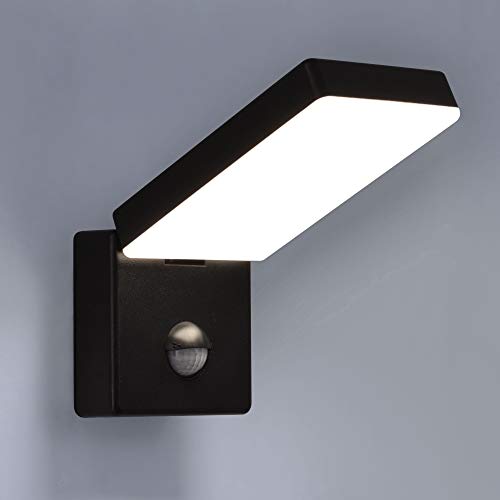 max K O M F O R T LED Aussenleuchten Bewegungsmelder schwenkbar Wand-leuchte Wandlampe Flurleuchte Fluter 15W schwarz modern IP54 AGATE-BK von max K O M F O R T