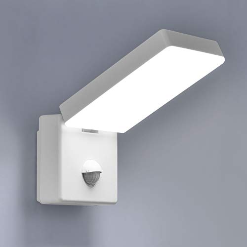 max K O M F O R T LED Aussenleuchten Bewegungsmelder schwenkbar Wand-leuchte Wandlampe Flurleuchte Fluter 15W weiß modern IP54 AGATE-WH von max K O M F O R T