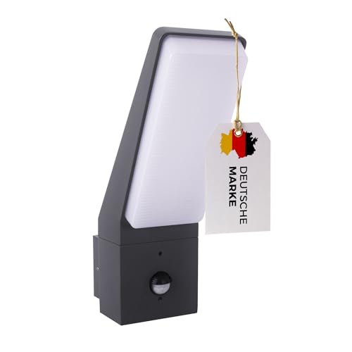 max K O M F O R T LED Außenwandleuchte mit Bewegungsmelder 12W IP65 – 1500lm warmweiß Wandlampe Anthrazit – Design Außenlampe für Terrasse, Fassade & Eingangsbereich EVA von max K O M F O R T