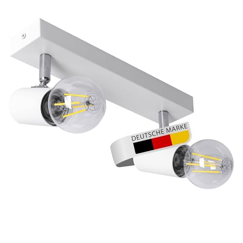 max K O M F O R T LED Deckenleuchte weiß | 2x E27 Fassung 2-flammig | schwenkbar Deckenlampe Deckestrahler Deckenspot Wandleuchte proShine-E272-BK von max K O M F O R T