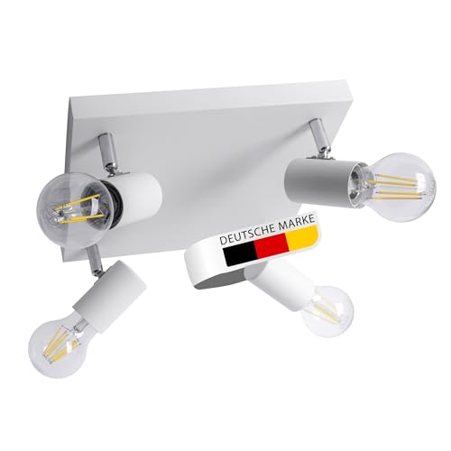 max K O M F O R T LED Deckenleuchte weiß | 4x E27 Fassung 4-flammig | schwenkbar Deckenlampe Deckestrahler Deckenspot Wandleuchte proShine-E274-WH von max K O M F O R T