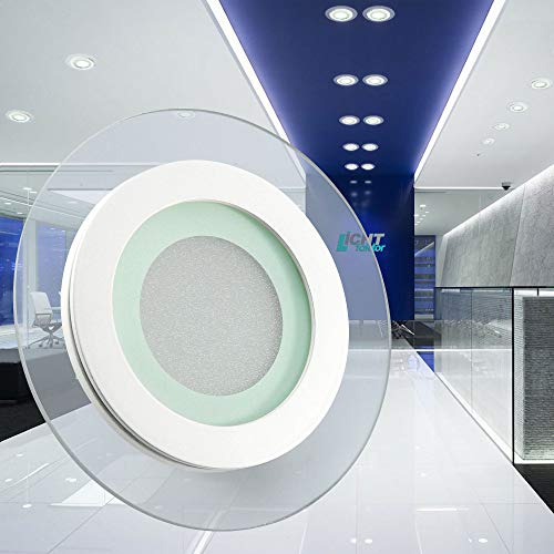 LED Panel 6W RUND warmweiß Glasrand leuchtend Einbaustrahler Einbauleuchte Deckenstrahler Deckenleuchte Deckenlampe Ultraslim Slim EEK: A von max K O M F O R T