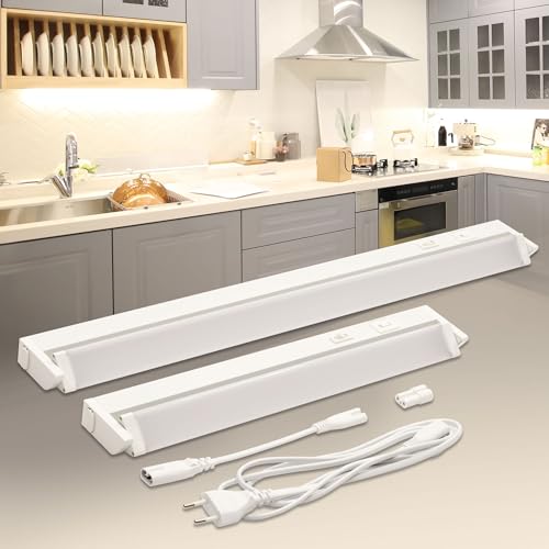 max K O M F O R T LED Unterbauleuchte schwenkbar CCT 14W Küchenlampe mit Schalter Farbwechsel warmweiß neutralweiß kaltweiß 90cm Schrankbeleuchtung weiß SERA-L von max K O M F O R T