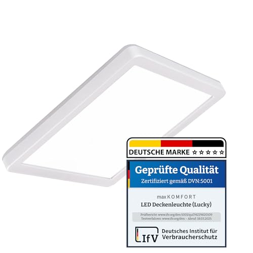 max K O M F O R T LED Deckenlampe Flach LUCKY rund 12W Tageslicht Lampe 230V Aufputzlampe Deckenleuchte Leuchte von max K O M F O R T