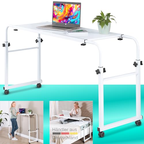 ELONEO maxVitalis Über-Betttisch auf Rollen höhenverstellbar/breitenverstellbar, Overbed Table, Mobiler Schreibtisch, Pflegetisch, Laptoptisch, Bettbeistelltisch, Breite 119-190 cm & Höhe 78-120 cm von ELONEO