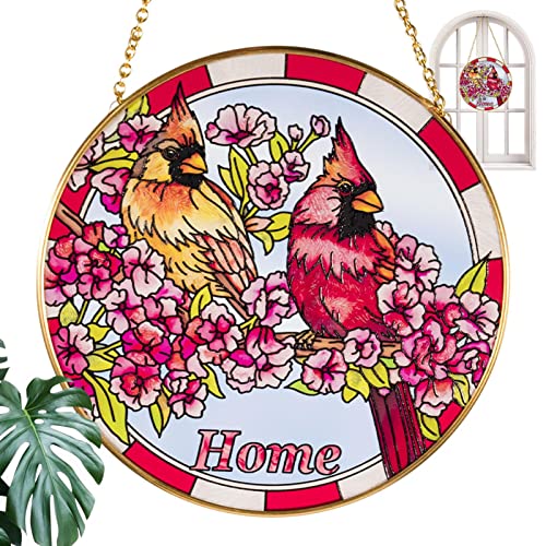 maxal Kardinal Buntes Glasornament, buntes Glas mit Kardinal-Sonnenfänger | Vogel- -Ornament aus Acryl - Farbige Glasplatte für von maxal