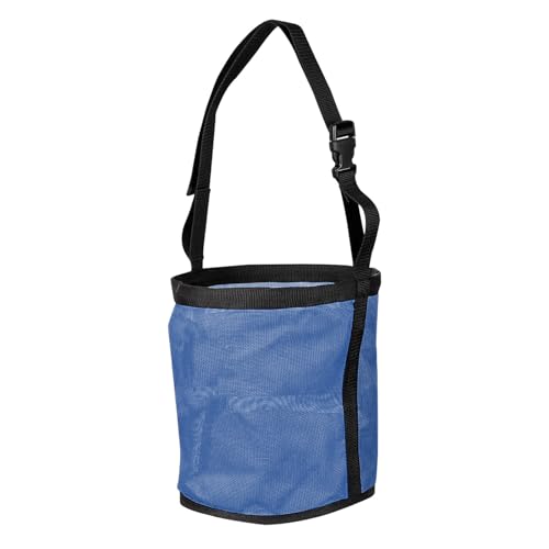 Pferdefutter Tasche, Futterbeutel für Pferde, 23,9 x 24,4 cm, Heavy-Duty Breathable PVC Mesh Getreide Futtertasche, mit verstellbarem Riemen und langlebigem Snap Pferd Maulkorb Futtertasche (Blau) von maxant