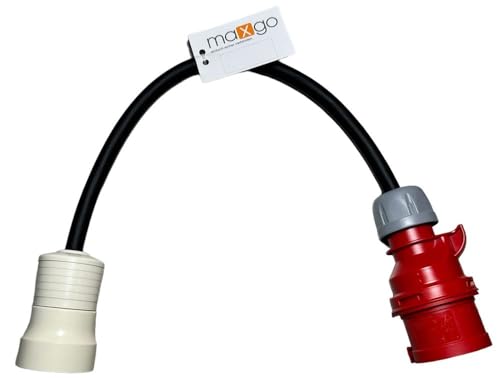 Adapter Perilex Starkstrom Kabel Stromverteiler CEE-Stecker auf Perilex-Kupplung Steckdose 400V 16A H07RN-F 5G2,5mm² Gummischlauchleitung 0,5m von maxgo