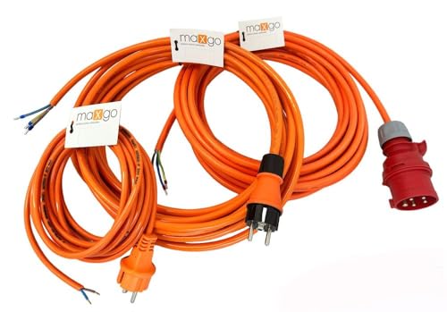 Anschlussleitung Anschlusskabel Geräteanschlusskabel Kabelstecker Stromkabel mit Schuko oder CEE-Stecker PUR H07BQ-F 2X1,0mm² - 5X2,5mm² Außen 16A IP44 orange 3-20m, TYP:H05BQ 2X1mm² - 5m von maxgo
