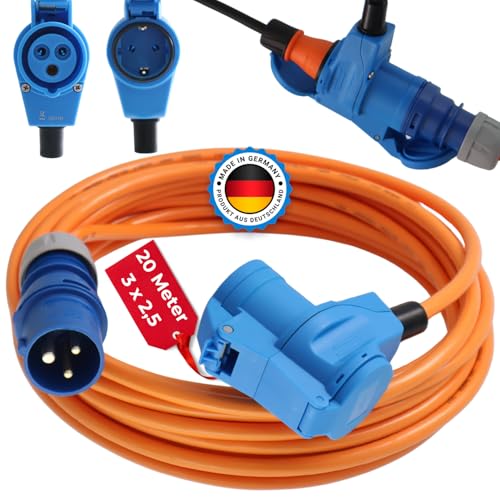 Camping Adapter 20m Mit CEE Winkelkupplung Und Integrierter Schuko Steckdose H07BQ-F 3x2,5 Verlängerungskabel Strom Kabel Wohnmobil Wohnwagen Caravan Landstromanschluss Camping Adapter 20m Mit CEE Winkelkupplung Und Integrierter Schuko Steckdose H07BQ-F 3x2,5 Verlängerungskabel Strom Kabel Wohnmobil Wohnwagen Caravan Landstromanschluss von maxgo