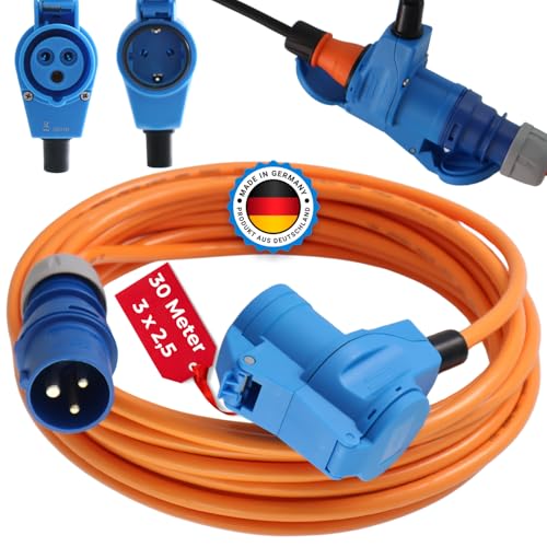Camping Adapter 30m Mit CEE Winkelkupplung Und Integrierter Schuko Steckdose H07BQ-F 3x2,5 Verlängerungskabel Strom Kabel Wohnmobil Wohnwagen Caravan Landstromanschluss Camping Adapter 30m Mit CEE Winkelkupplung Und Integrierter Schuko Steckdose H07BQ-F 3x2,5 Verlängerungskabel Strom Kabel Wohnmobil Wohnwagen Caravan Landstromanschluss von maxgo